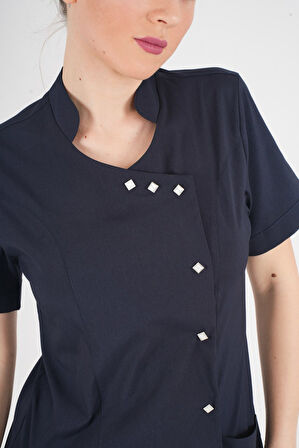 Aylu Model Soft Likra Lacivert Doktor Hemşire Hastane Scrubs Üniforma Takımı