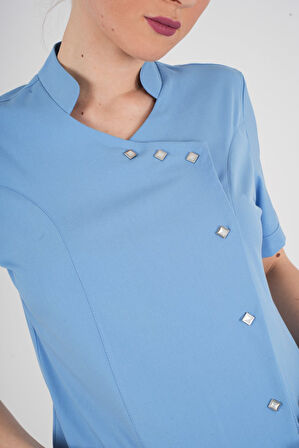 Aylu Model Soft Likra Bebe Mavisi Doktor Hemşire Hastane Scrubs Üniforma Takımı