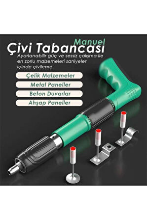Mekanik Çivi Tabancası Beton, Ahşap Ve Çelik Çivi Tabancası 100 Adet Çivi