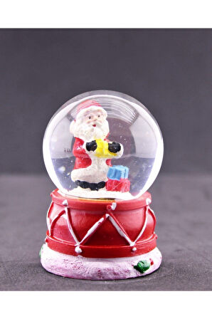 Dekoratif Noel Baba Ve Hediye Paketleri Temalı Mini Boy Işıklı Yılbaşı Kar Küresi 6.5 Cm F