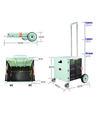 Germany Style Katlanabilir Portatif Market ve Pazar Taşıma Arabası 40 kg by06f