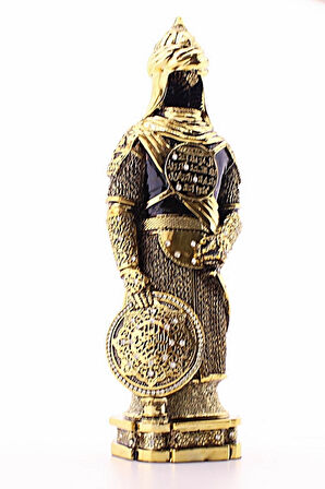 Gold Biblo 3 Boyutlu Zırhlı Cevşen Ayetli Asker Küçük Boy Polyester Üzerine Metal Kaplama Biblo 24Cm
