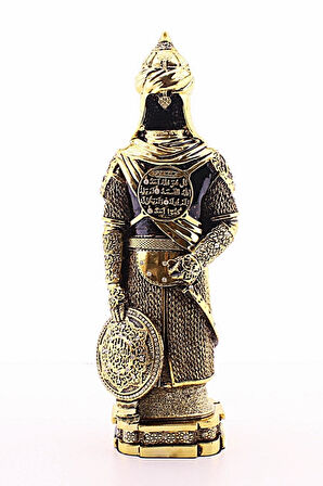 3 Boyutlu Büyük Boy Zırhlı Cevşen Ayetli Asker Gold Biblo Polyester Üzerine Metal Kaplama Biblo 32Cm