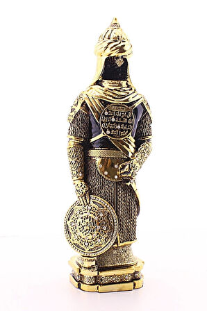 3 Boyutlu Büyük Boy Zırhlı Cevşen Ayetli Asker Gold Biblo Polyester Üzerine Metal Kaplama Biblo 32Cm