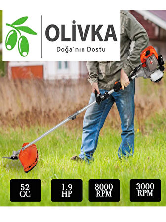 Olivka 1.9 Hp Profesyonel Benzinli Ot Çalı Çim Biçme Makinesi Yan Tırpan