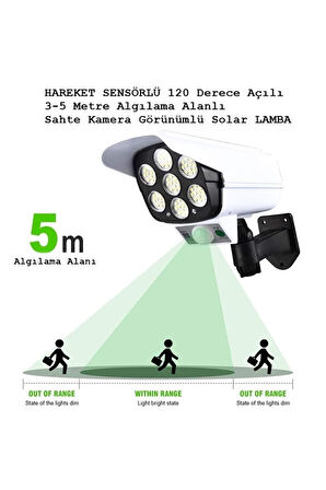 Uzaktan Kumandalı 2 Adet Hareket Sensörlü Güneş Enerjili Aydınlatmalı Kamera Sahte Güvenlik Kamerası