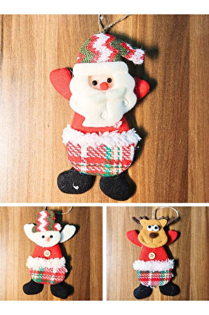 Peluş Aksesuar Çam Ağacı Süsü 3 Adet Tekstil Örme Orta Boy 17  x 11 CM Yılbaşı Çam Ağacı Süsü Peluş