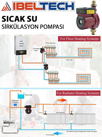 İbeltech GPD16-9A Sıcak Su Devirdaim Sirkülasyon Su Pompası Motoru 1" 
