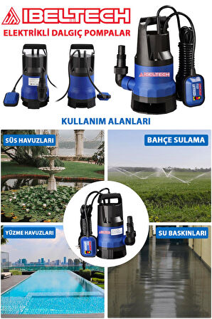  2in1 Kombine Dalgıç Pompa QSB900 İbeltech 900W Plastik Gövdeli Kirli ve Temiz Su Dalgıç Pompası