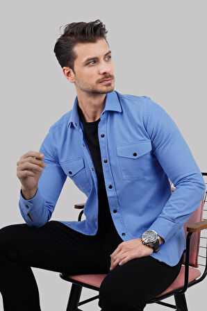 Mavi Slimfit Gerçek Kot Erkek Gömlek