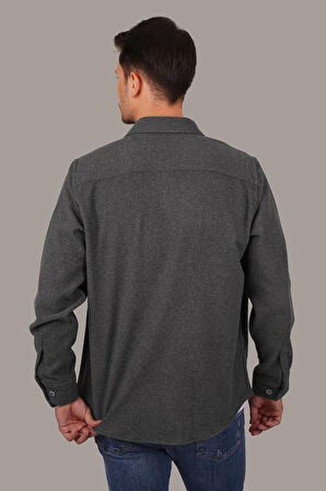 Füme Düz Oversize Oduncu Erkek Gömlek