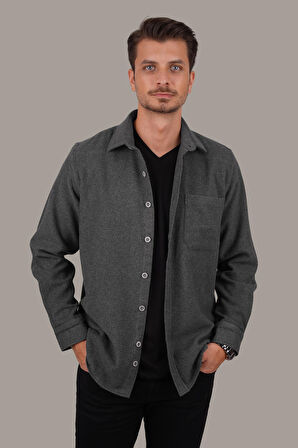 Füme Düz Oversize Oduncu Erkek Gömlek