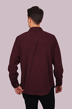 Bordo Düz Oversize Oduncu Erkek Gömlek