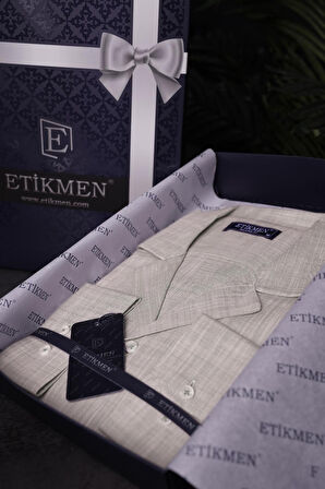 Sütlü Kahve Keten Apaj Yaka Relax Fit Erkek Gömlek