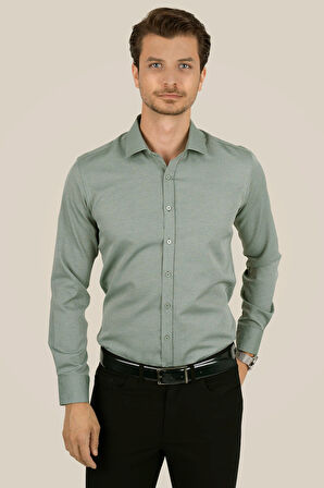 Su Yeşili Slimfit Erkek Kutulu Gömlek