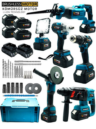 Germany Style Pro 6'lı Kömürsüz Matkap-Taşlama-Tilki Kuyruğu-Hilti Kırıcı-Bijon Sökme-Led Aydınlatma