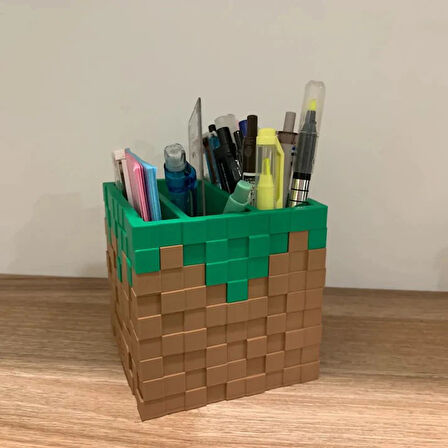 Minecraft Çim Blok Kalemlik Kalem Kutusu Figürü