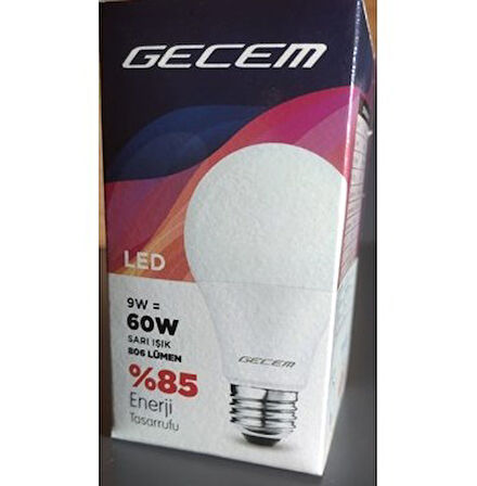 1 Adet Gecem 9W Led Ampul E27 Duy 3000K - Günışığı
