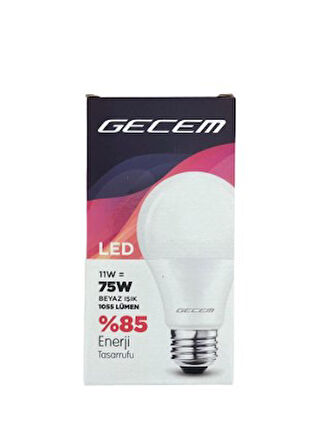3 Adet Gecem 11W Led Ampul E27 Duy 6500K - Beyaz Işık