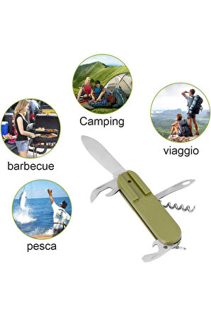 7 si 1 Arada Katlanabilir Çıkarılabilir Taşınabilir Paslanmaz Çelik Kamp Seyahat Çatal Bıçak Takımı