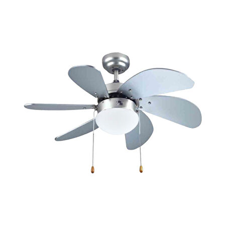 Vanti 60W E27 6 Kanatlı Avizeli Silver Gümüş Tavan Vantilatörü KCF282