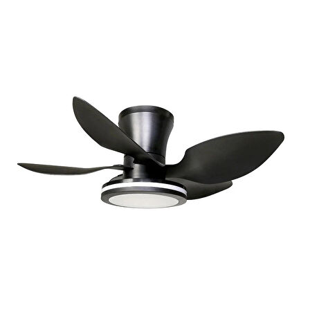 Vanti 30W 28" inç 5 Kanatlı Siyah 3 Renk Kumandalı Ledli Dekoratif Tavan Vantilatörü KCF303