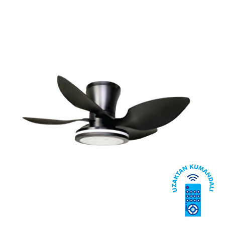 Vanti 30W 28" inç 5 Kanatlı Siyah 3 Renk Kumandalı Ledli Dekoratif Tavan Vantilatörü KCF303