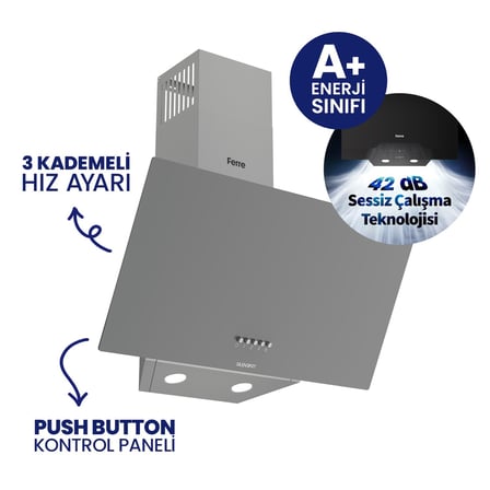 Ferre D 088 Gri Ultra Sessiz SilentArt  60 cm Ankastre Davlumbaz