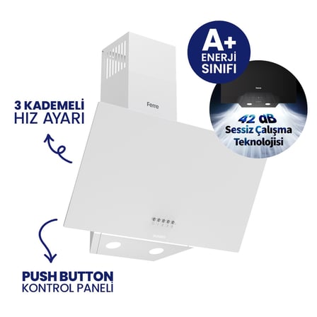 Ferre D 087 Beyaz Ultra Sessiz SilentArt  60 cm Ankastre Davlumbaz