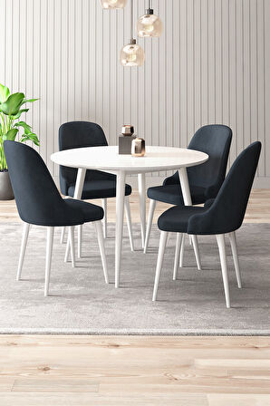Adel Serisi 90x90 Beyaz MDF Mutfak Masa Takımı 4 Adet Sandalye 