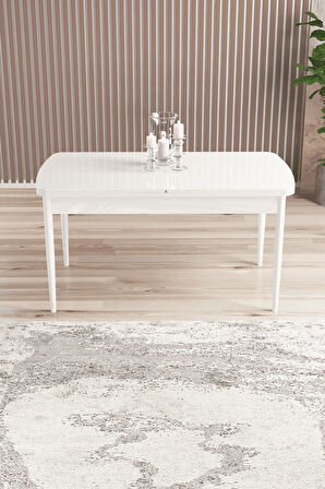 Arven Serisi 80x132 Açılabilir MDF Beyaz Mutfak Masa Takımı 4 Sandalye