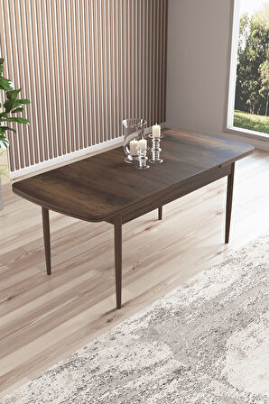 Arven Serisi 80x132 Açılabilir MDF Barok Ahşap Desen Mutfak Masa Takımı 4 Sandalye
