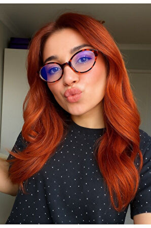 Mavi Işık Korumalı CE Belgeli Stil Gözlük Metal Aksesuarlı Leopar Desenli Elips Gözlük