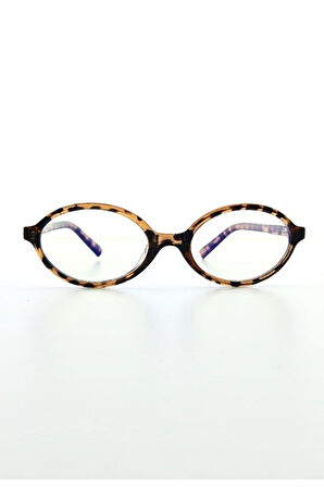 Mavi Işık Korumalı CE Belgeli Stil Gözlük Metal Aksesuarlı Leopar Desenli Elips Gözlük