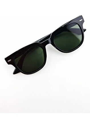 Detaylı Şık Stil Unisex Güneş Gözlüğü UV 400 Korumalı Polarize Siyah Çerçeve Metal Menteşeli Gözlük