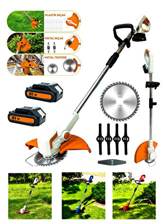 Germany Style Maxstar Pro-S Çift Akülü Şarjlı Kenar Ot Çalı Çim Biçme Kesme Tırpan Makinesi