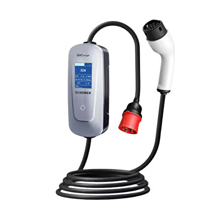 Schoner 22kW Taşınabilir Elektrikli Araç Şarj İstasyonu 5 Metre Tip2 Kablolu Wi-Fi/Bluetooth Mode C