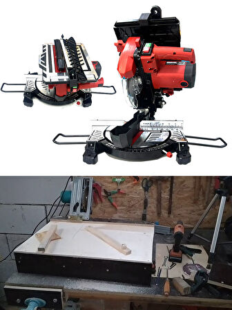 Germany Style 1200 Watt Pro 210 mm Bakır Sargı Alttan Üstten Tablalı Tezgah Üstü Gönye Kesme Makines