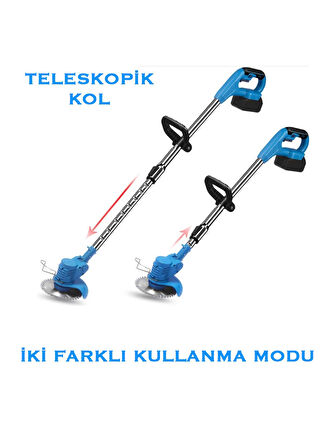 Rowermax İbeltech Pro-S Çift Akülü Şarjlı Kenar Ot Çalı Çim Biçme Kesme Tırpan Makinesi
