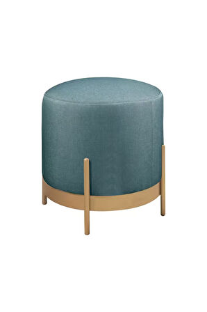 Ella Mio Puf, Metal Halkalı Puf, Makyaj Oturağı ,Puf Bench Montajsız Oturak Gold Metal Ayaklı