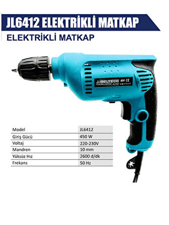 Germany Style İbeltech JL6412 10 Mm 450 Watt Elektrikli Matkap
