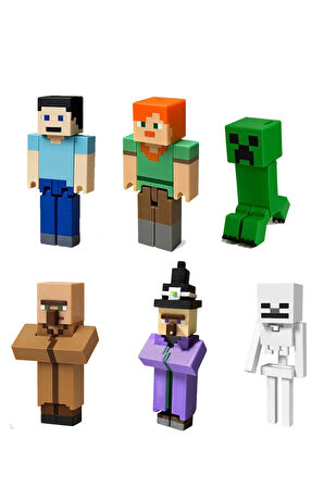 Minecraft Keşif Seti Cadı Creeper Skeleton Steve Alex Köylü 