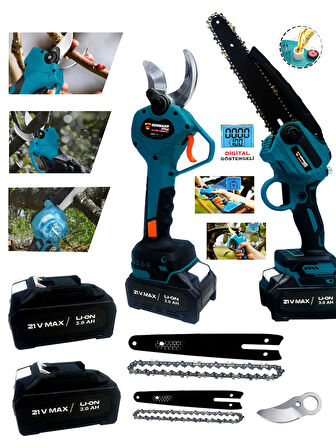 Germany Style Pro 3-Lü Set 4 Akülü Kenar Kesme-Dal Budama Makası-Budama Testeresi Bahçe Set