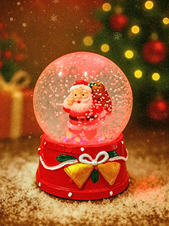 2026 Yeni Yıl led Işıklı Hediye Torbalı Noel Baba Kar Küresi – 2026 Yılbaşı Temalı Dekoratif Süs 47