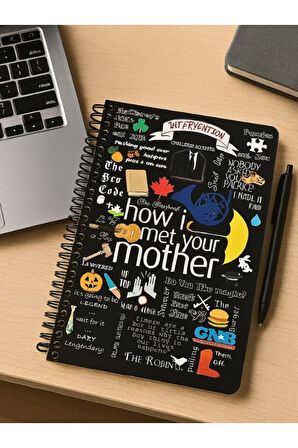 Öğrenci ve Ofis Kullanımı İçin Uygun How I Met Your Mother Temalı Spiralli Kareli Defter 80 Yaprak