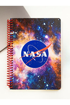 Öğrenci ve Ofis Kullanımı İçin Uygun NASA UzayTemalı Spiralli Kareli Defter 80 Yaprak