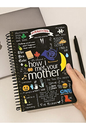 Öğrenci ve Ofis Kullanımı İçin Uygun How I Met Your Mother Temalı Spiralli Çizgili Defter 80 Yaprak