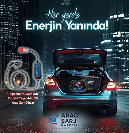 Huzur Elektrik 22kw 32A 5m Kablolu Portatif Taşınabilir EV Araç Şarj Cihazı