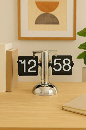 Modern Retro Tasarım Flip Clock Sayfa Çevirmeli Masa Saati Ev ve Ofis Dekoratif Masaüstü Saat Hediye