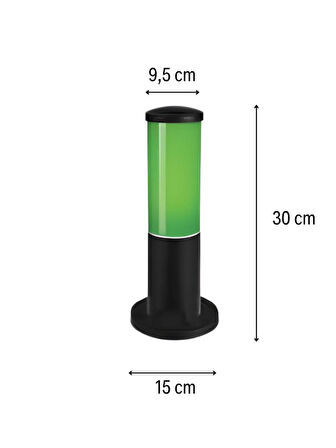 Huzur Elektrik Bollard Yeşil Set Üstü Direk 30cm Aydınlatma Armatürü 13402